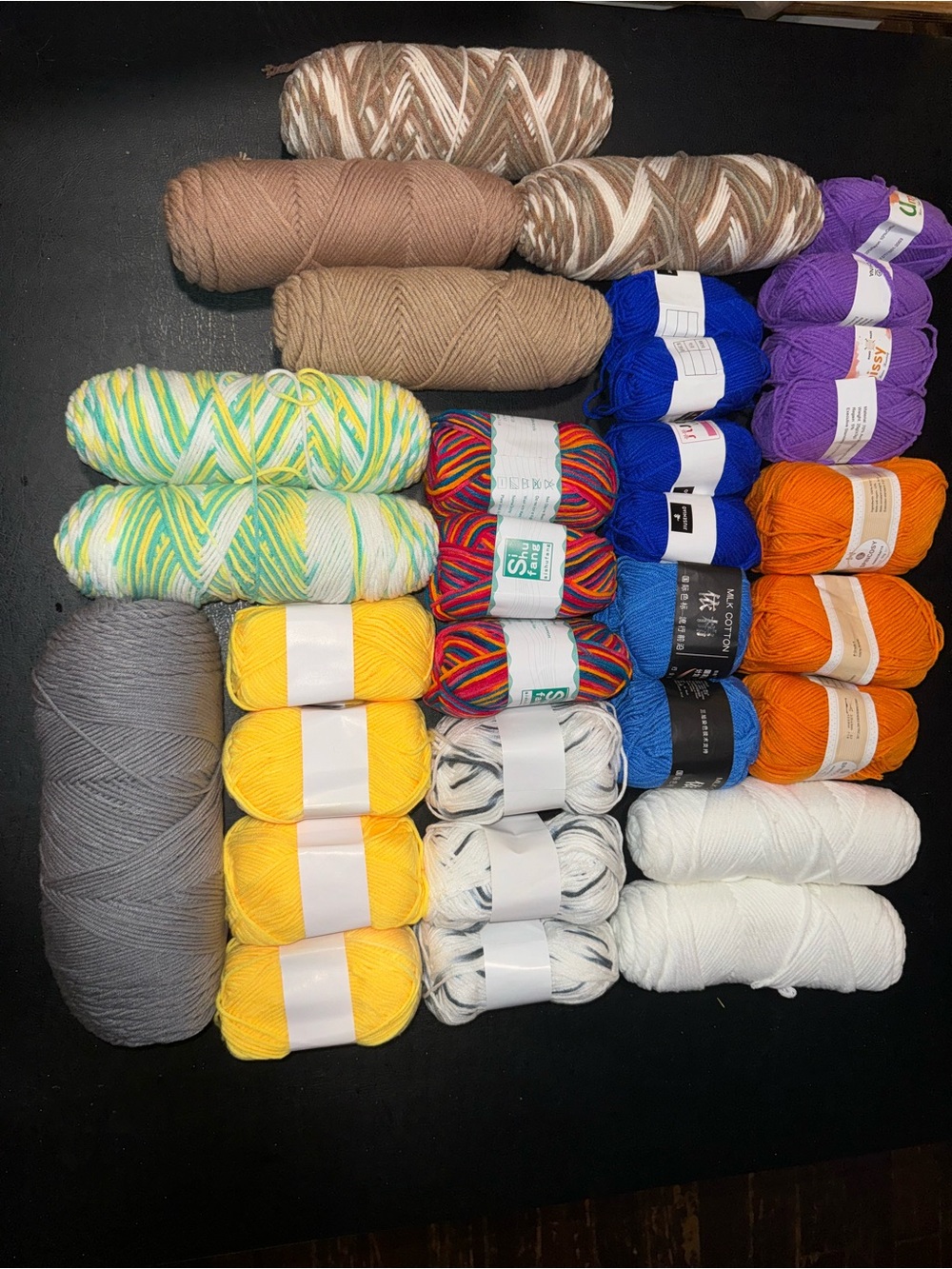 Yarn Lot of 32 skeins various sizes and styles all new lot #4